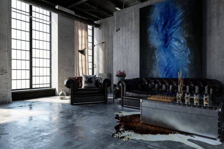 polished concrete in the living room