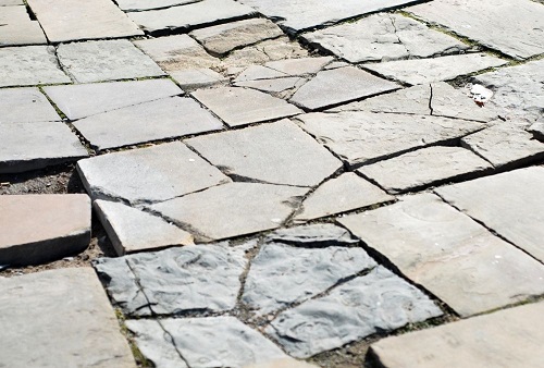 earthquake damaged sidewalk